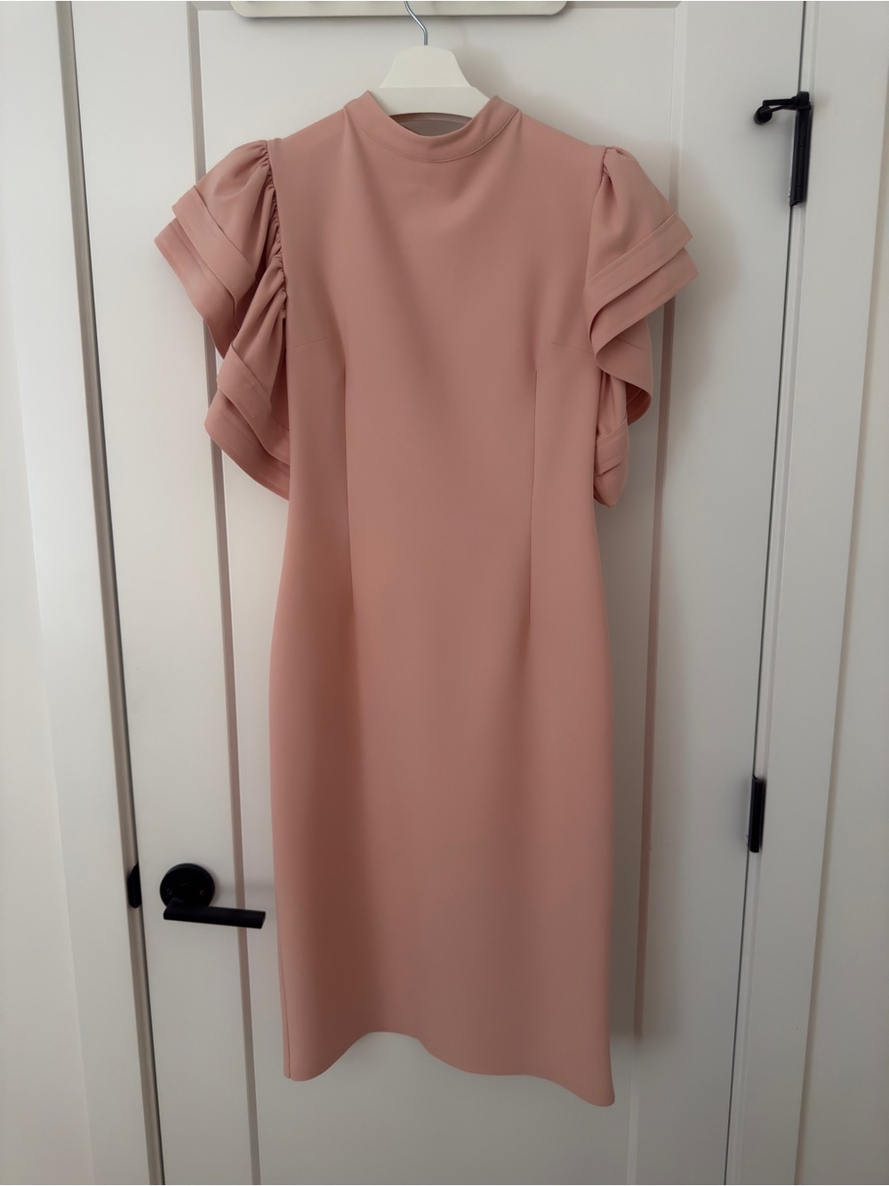 Novella Benini Blush Pink Ruffle Sleeve Midi Dress Size 40